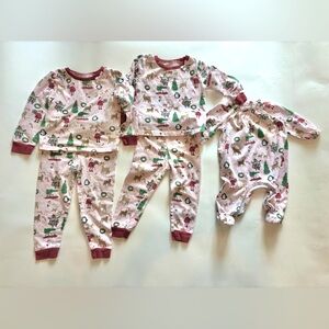 Mud Pie pink Christmas pajamas 0-3m 12-18m 24m/2T